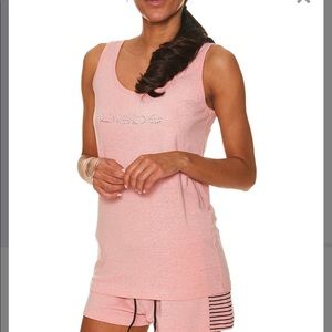 bebe rhinestone coral pink and black pjs Size S